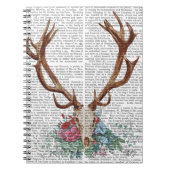 Hirschschädel mit Blume 2 Notizblock (Vorderseite)