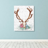 Hirschschädel mit Blume Leinwanddruck (Insitu (Holzboden))