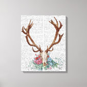 Hirschschädel mit Blume Leinwanddruck (Vorderseite)