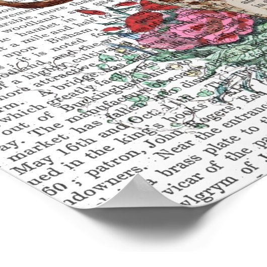 Hirschschädel mit Blume Poster (Ecke)