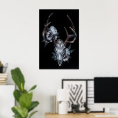 Hirschschädel mit Blumen- Giclee-Druck von Poster (Heimbüro)
