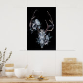 Hirschschädel mit Blumen- Giclee-Druck von Poster (Küche)