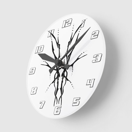 Hirschschädel-Stammbauweise für Hirschjäger schwar Runde Wanduhr (Winkel)