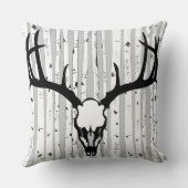 Hirschschädel und Birkenbaumkissen Kissen (Rückseite)