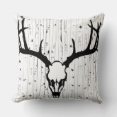 Hirschschädel und Birkenbaumkissen Kissen (Vorderseite)