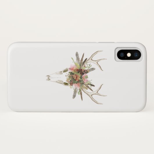 Hirschschädel und Blume Case-Mate iPhone Hülle (Rückseite (Horizontal))