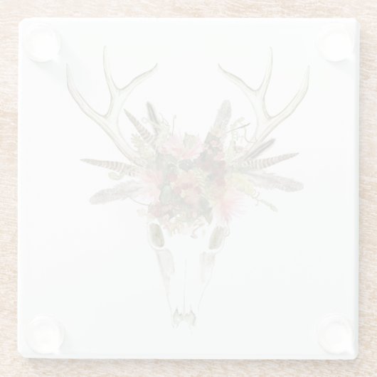 Hirschschädel und Blume Glasuntersetzer (Rückseite)