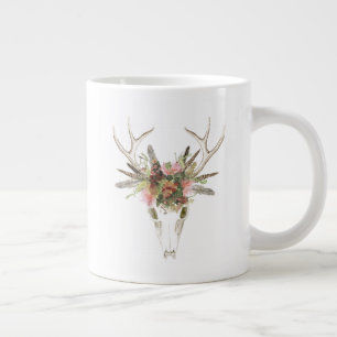 Hirschschädel und Blume Jumbo-Tasse