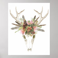 Hirschschädel und Blume