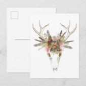 Hirschschädel und Blume Postkarte (Vorne/Hinten)