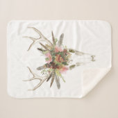 Hirschschädel und Blume Sherpadecke (Vorderseite (Horizontal))