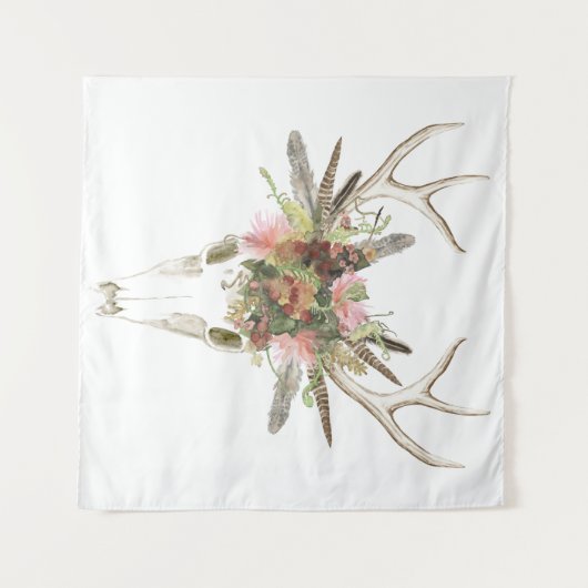 Hirschschädel und Blume Wandteppich (Vorderseite (Horizontal))