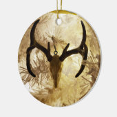 Hirschschädel-Weihnachtsbaum Keramik Ornament (Links)