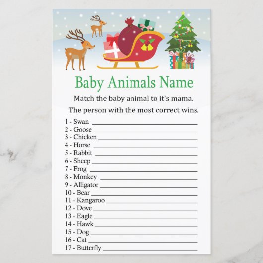 HirschSchlitten mit Geschenken Baby Animals Name G (Vorderseite)