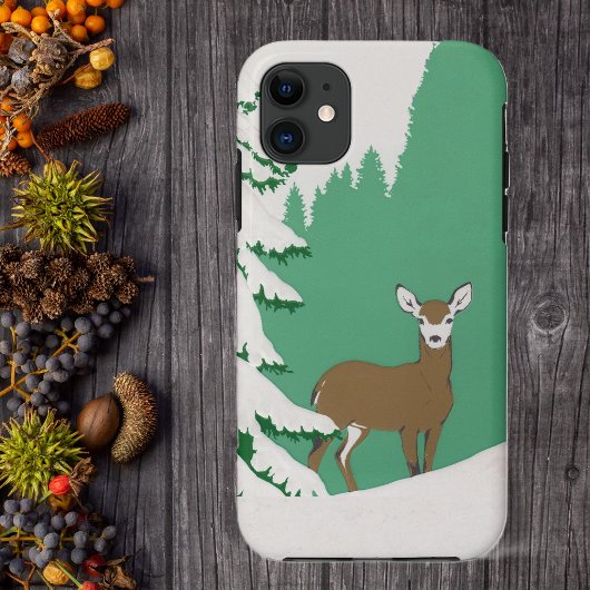 Hirschschschnee Winterlandschaft Pine Tree Case-Mate iPhone Hülle