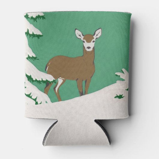 Hirschschschnee Winterlandschaft Pine Tree Dosenkühler (Vorderseite)