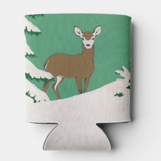 Hirschschschnee Winterlandschaft Pine Tree Dosenkühler (Rückseite)