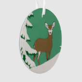 Hirschschschnee Winterlandschaft Pine Tree Ornament (Vorderseite)