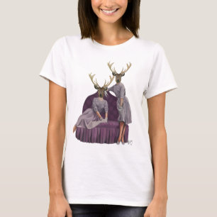 Hirschschweine im Lila T-Shirt