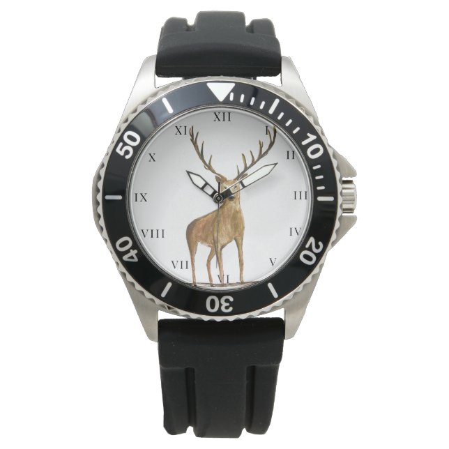 Hirschstag Antlers Animal Hunter Nature Watch Armbanduhr (Vorderseite)