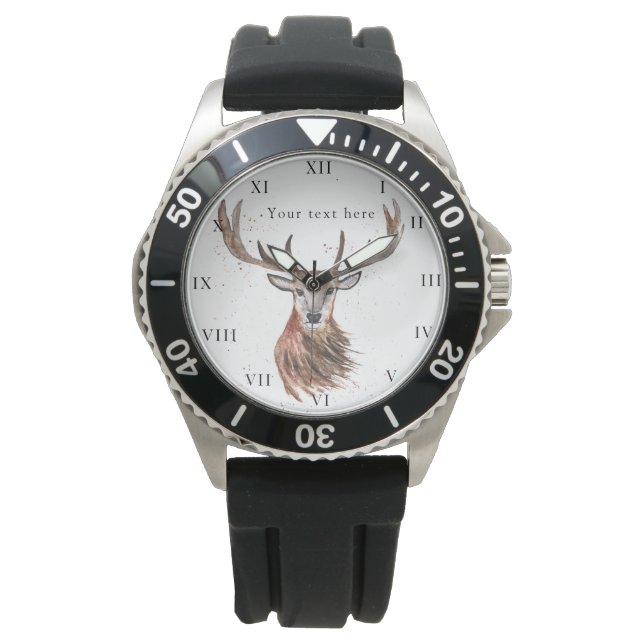 Hirschstag Antlers Animal Hunter Nature Watch Armbanduhr (Vorderseite)