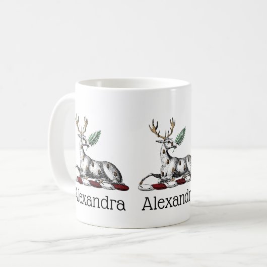 Hirschstag mit Fern Heraldic Wappen Emblem Kaffeetasse (Vorderseite Links)