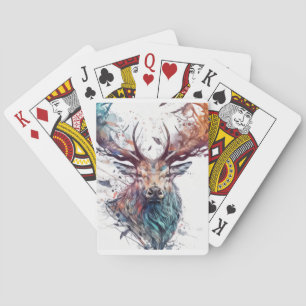 Hirschstag Portrait Tiermalerei frei von wild lebe Spielkarten