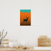 Hirschstag Silhouette Herbst farbenfroh Abstrakt Poster (Küche)