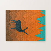 Hirschstag Silhouette Herbst farbenfroh Abstrakt Puzzle (Horizontal)