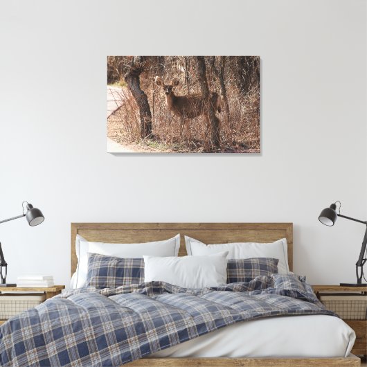 Hirschstarre Leinwanddruck (Insitu (Schlafzimmer))