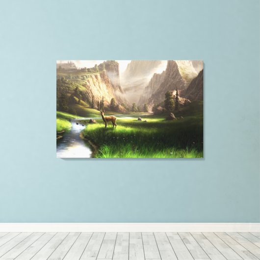 Hirschtal Leinwanddruck (Insitu (Holzboden))