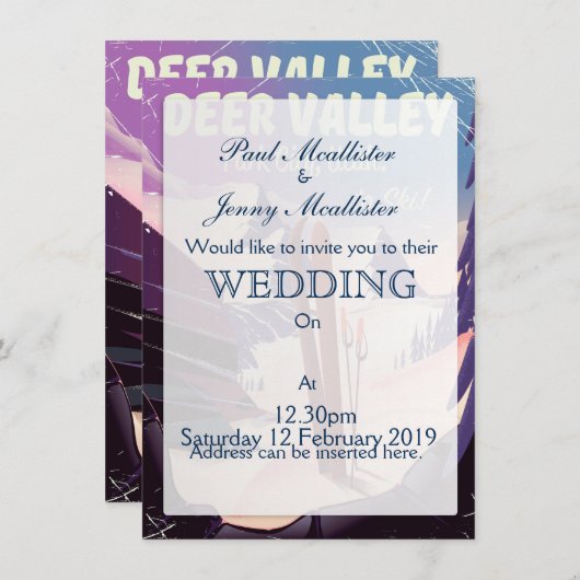 Hirschtal, Park City, Utah, Ski-Reiseplakat. Einladung (Vorne/Hinten)