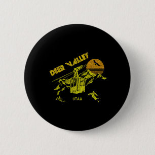 Hirschtal Utah Retro Skifahren T-Shirt Button