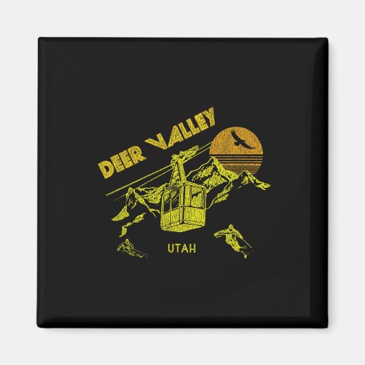 Hirschtal Utah Retro Skifahren T-Shirt Magnet (Vorne)