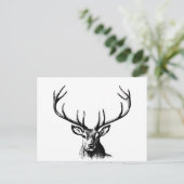 Hirschtierantler Natur Wildtierhörner Kopf Postkarte (Stehend Vorderseite)