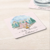 Hirschtiere tragen eine rustikale rosa Kinderdusch Rechteckiger Pappuntersetzer (angewinkelt)