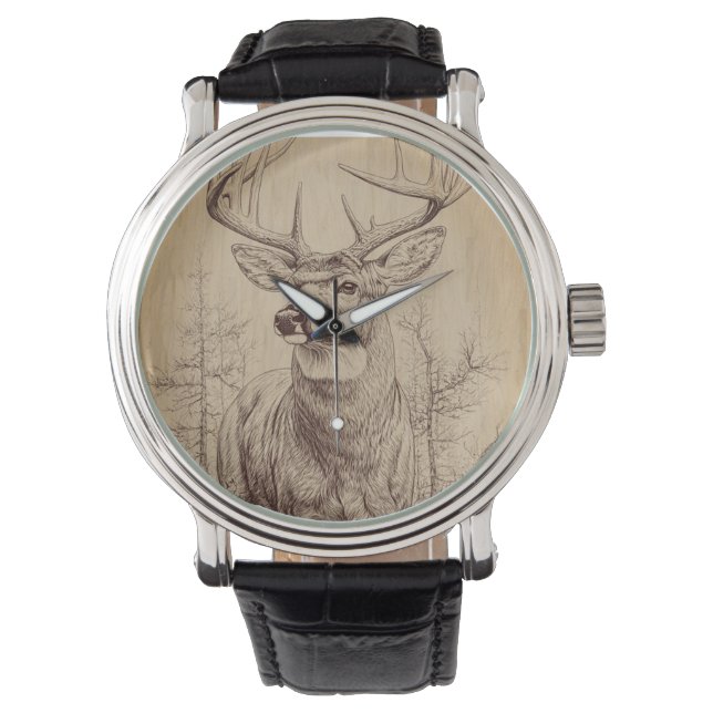 Hirschuhr Armbanduhr (Vorderseite)