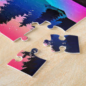 Hirschwald Berg Aurora borealis Puzzle (Seite)