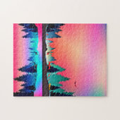 Hirschwald Berg Aurora borealis Puzzle (Horizontal)
