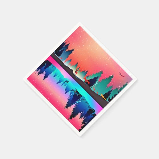 Hirschwald Berg Aurora borealis Serviette (Ecke)