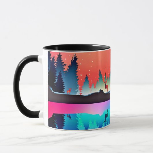 Hirschwald Berg Aurora borealis Tasse (Links)