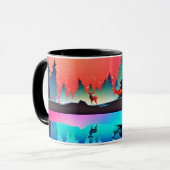 Hirschwald Berg Aurora borealis Tasse (Vorderseite Links)
