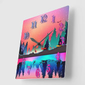 Hirschwald Berg Aurora Quadratische Wanduhr (Winkel)