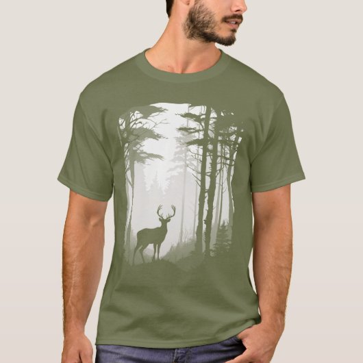 Hirschwald für Vater Son Bruh Graphic Hunter Green T-Shirt (Vorderseite)