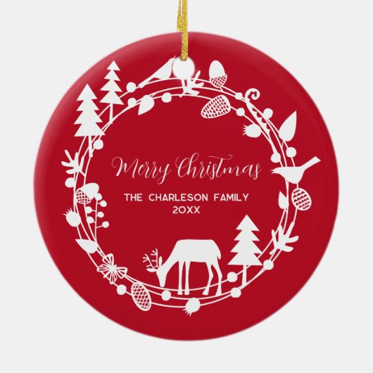 Hirschwald Kreath Personalisiert Keramik Ornament (Hinten)