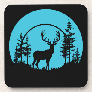 Hirschwald Natur Draußen Wildtier Silhouette Getränkeuntersetzer