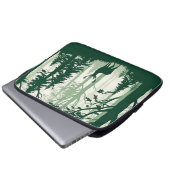 Hirschwald-Silhouette Naturszene Laptopschutzhülle (Vorne Knopf)