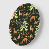 Hirschwald: Vintages Landschaftliches Muster. Große Wanduhr (Winkel)