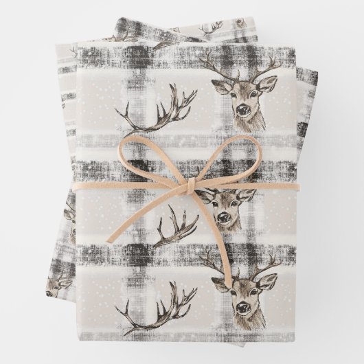Hirschwald Winter Weihnachten Tartan Kariert 1 Geschenkpapier Set (Beispiel)