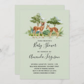 Hirschwaldtiere Babydusche Einladung (Vorne/Hinten)